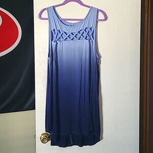 LIVI criss cross dip dyed tank top royal blue baby blue summer blouse with spand